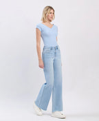 High Rise Raw Hem Wide Leg Denim - The Cozy Nest