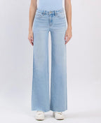 High Rise Raw Hem Wide Leg Denim - The Cozy Nest