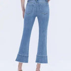 High Rise Trouser Slit Hem Kick Flare Jeans - The Cozy Nest