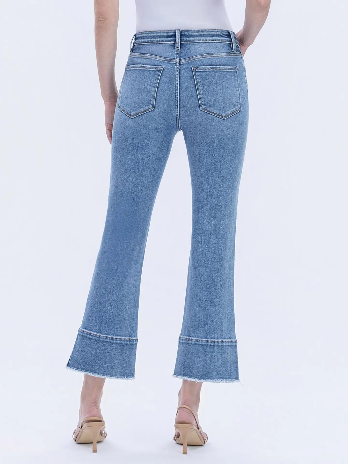 High Rise Trouser Slit Hem Kick Flare Jeans - The Cozy Nest