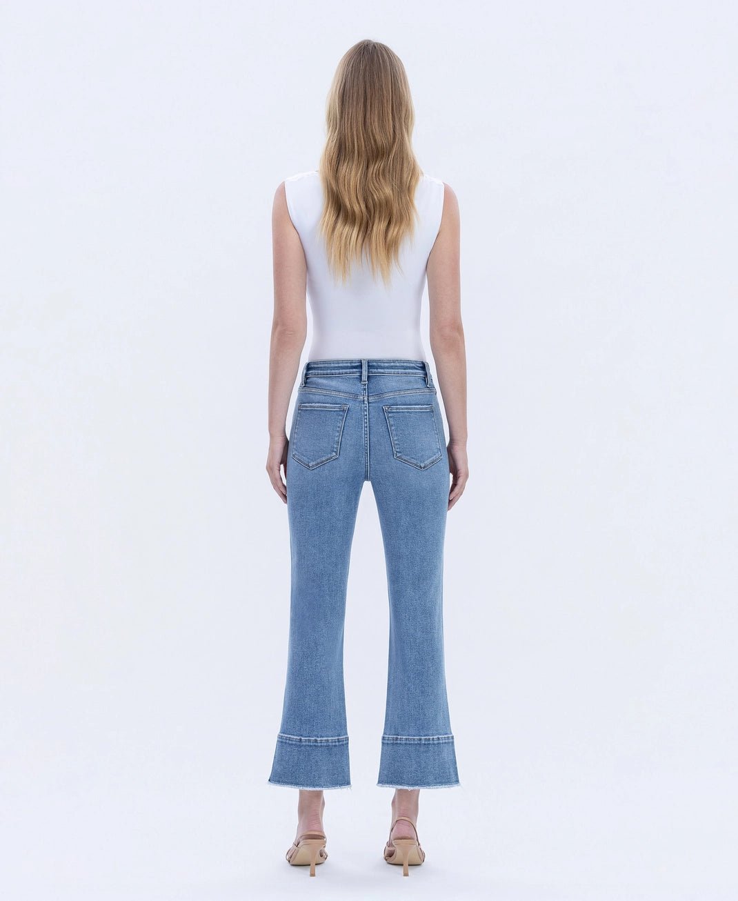 High Rise Trouser Slit Hem Kick Flare Jeans - The Cozy Nest