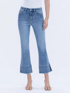High Rise Trouser Slit Hem Kick Flare Jeans - The Cozy Nest