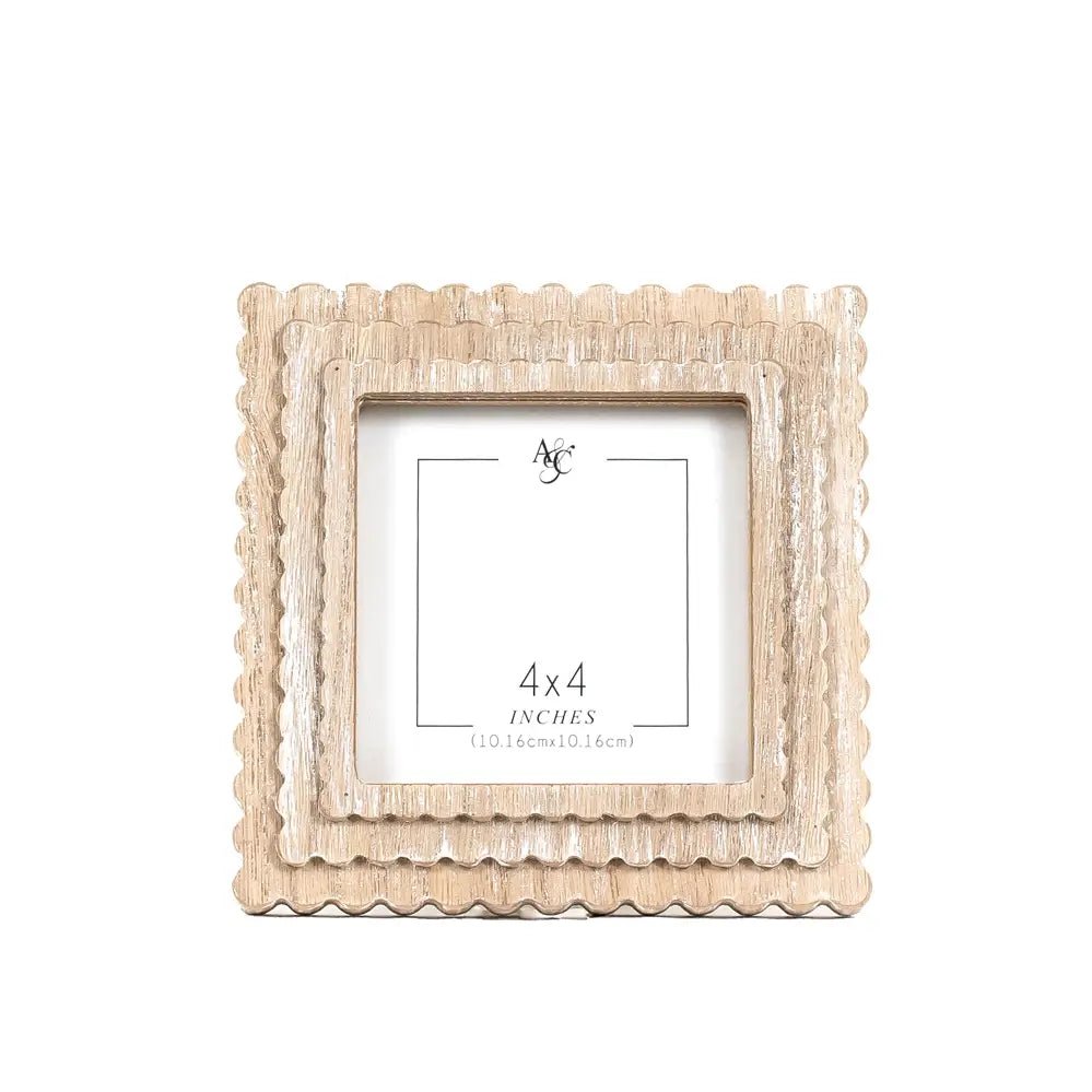 Ivory Scalloped Wood Frame - The Cozy Nest