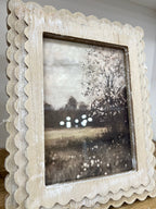 Ivory Scalloped Wood Frame W/ Landscape Print - The Cozy Nest