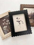 Ivory Scalloped Wood Frame W/ Wildflower Print - The Cozy Nest