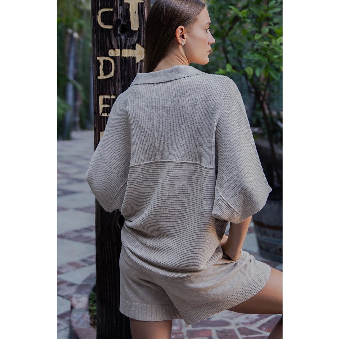 Knit Shorts Set In Sand - The Cozy Nest