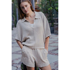 Knit Shorts Set In Sand - The Cozy Nest