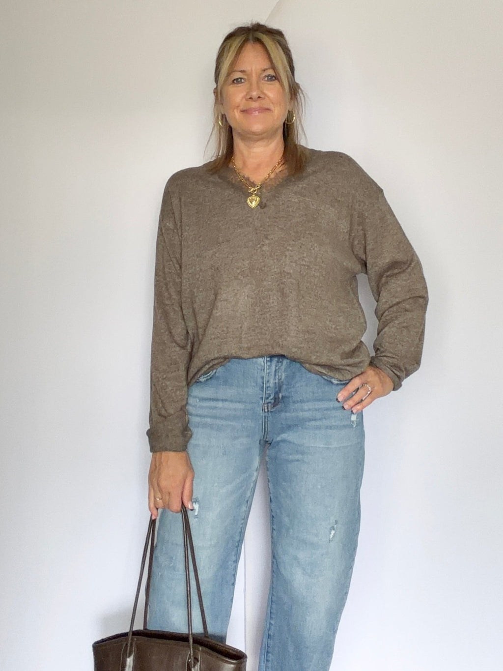 Lace Contrast Knit Sweater - The Cozy Nest