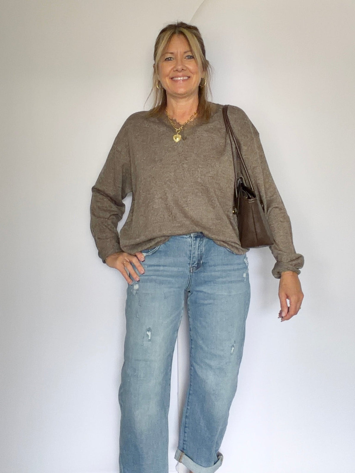 Lace Contrast Knit Sweater - The Cozy Nest