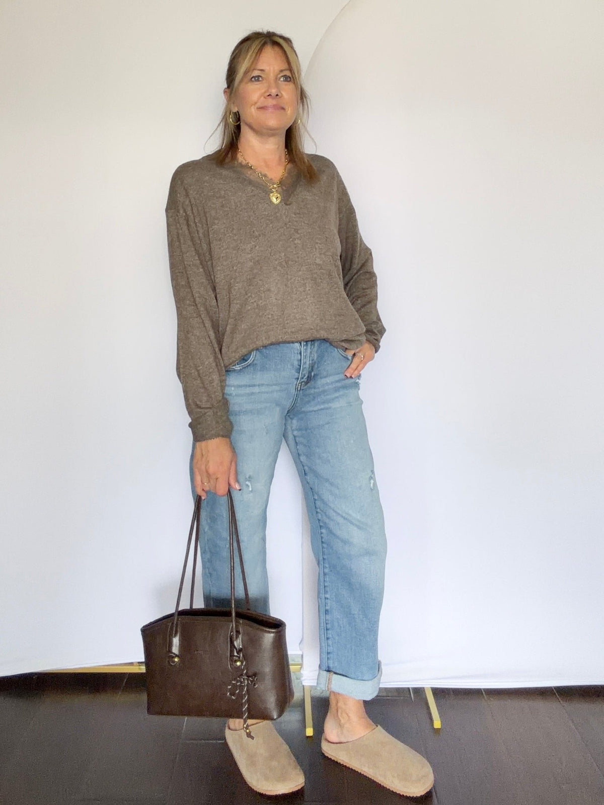 Lace Contrast Knit Sweater - The Cozy Nest