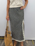 Lace Trim Floral Midi Skirt - The Cozy Nest