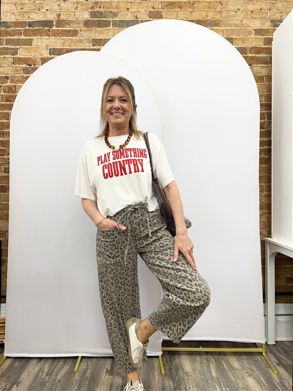 Leopard Drawstring Waist Pocketed Wide Leg Jeans - The Cozy Nest