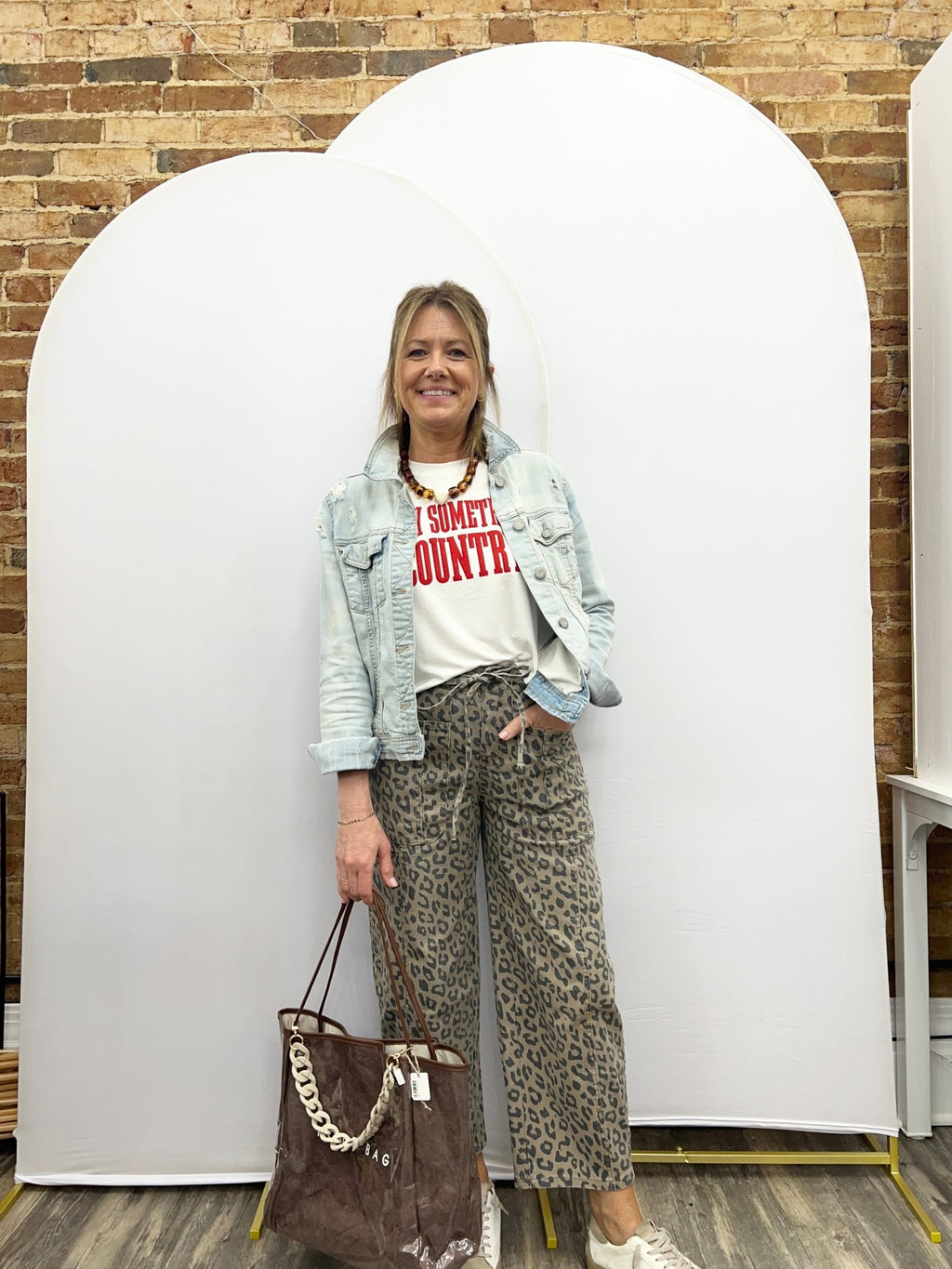 Leopard Drawstring Waist Pocketed Wide Leg Jeans - The Cozy Nest