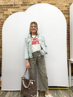 Leopard Drawstring Waist Pocketed Wide Leg Jeans - The Cozy Nest