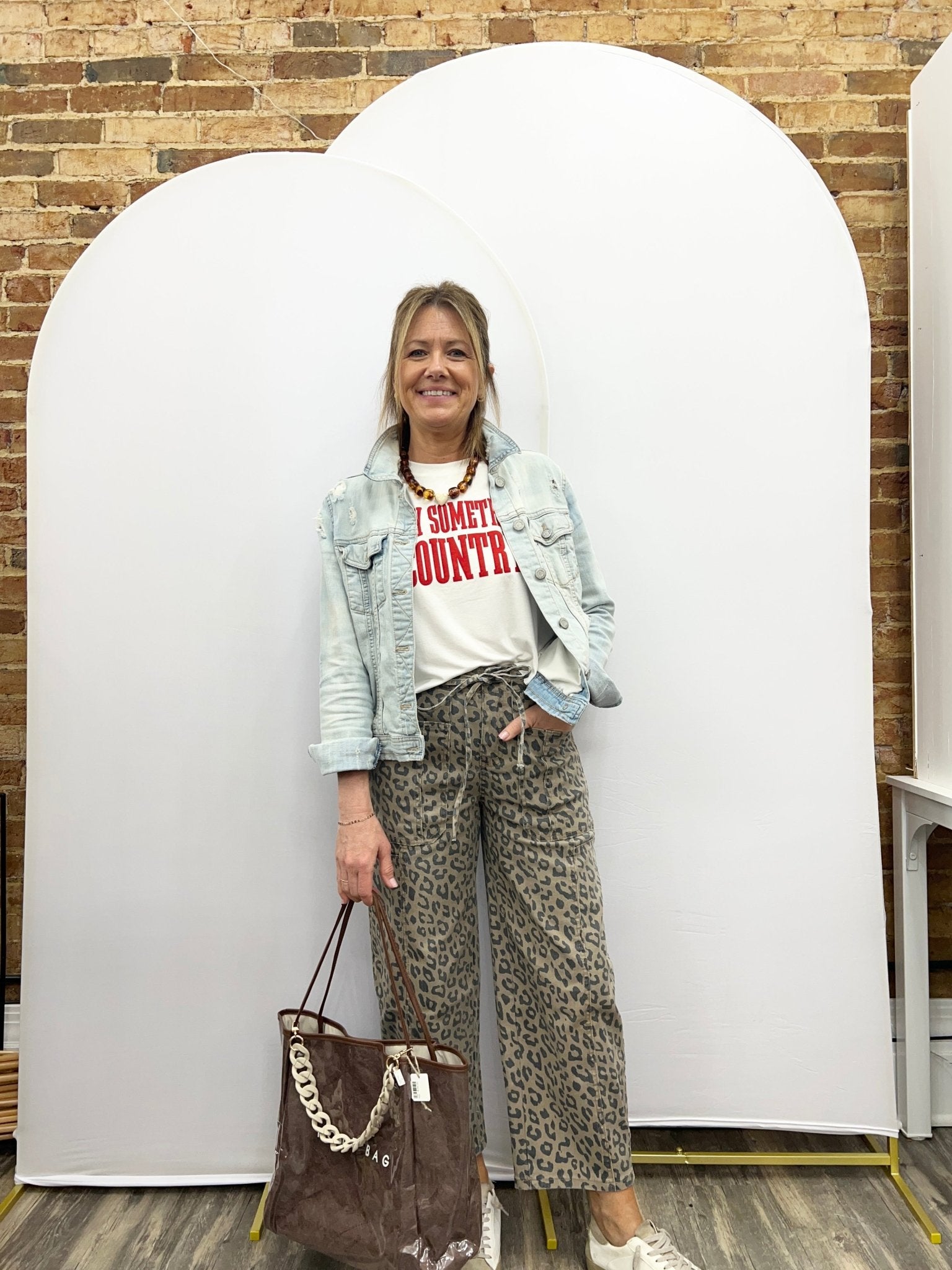 Leopard Drawstring Waist Pocketed Wide Leg Jeans - The Cozy Nest