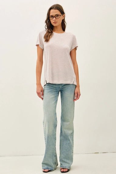 Linen Blended Striped Relaxed Tee - The Cozy Nest