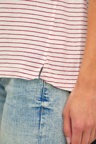 Linen Blended Striped Relaxed Tee - The Cozy Nest