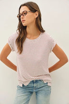 Linen Blended Striped Relaxed Tee - The Cozy Nest