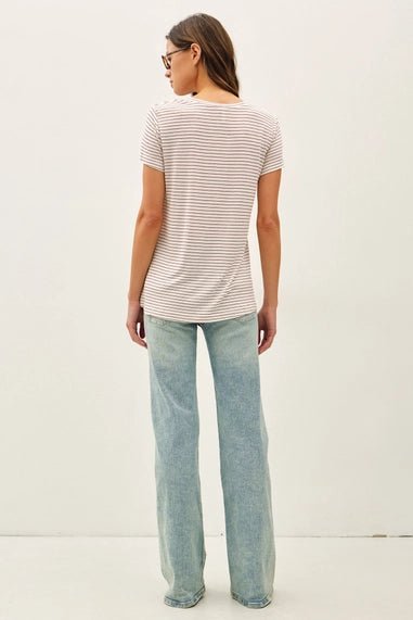 Linen Blended Striped Relaxed Tee - The Cozy Nest