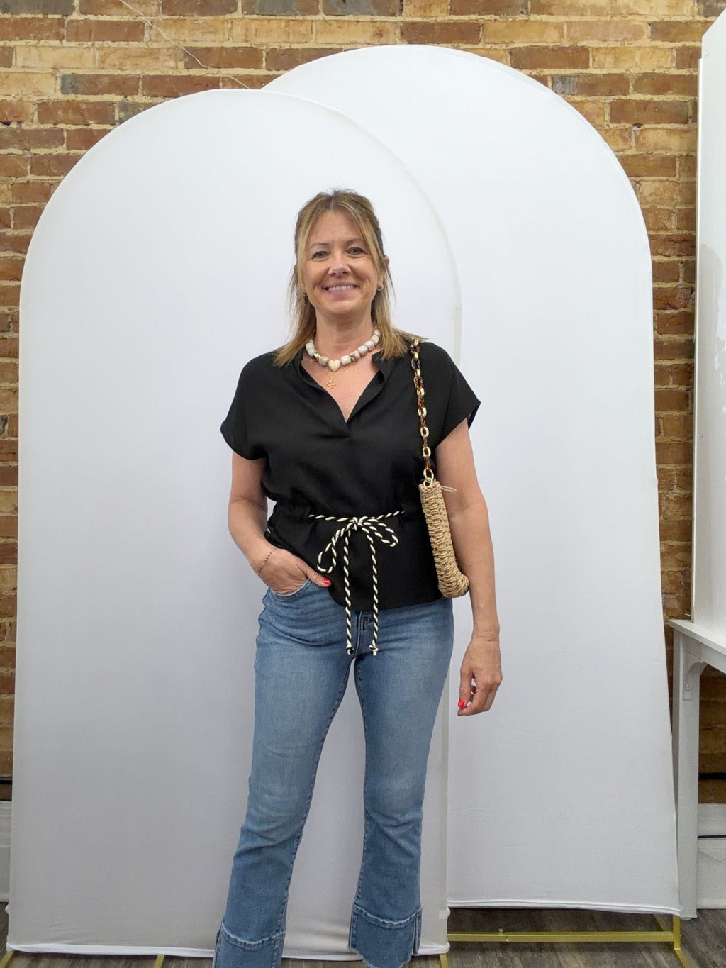 Linen Rope Tie Waist Blouse - The Cozy Nest