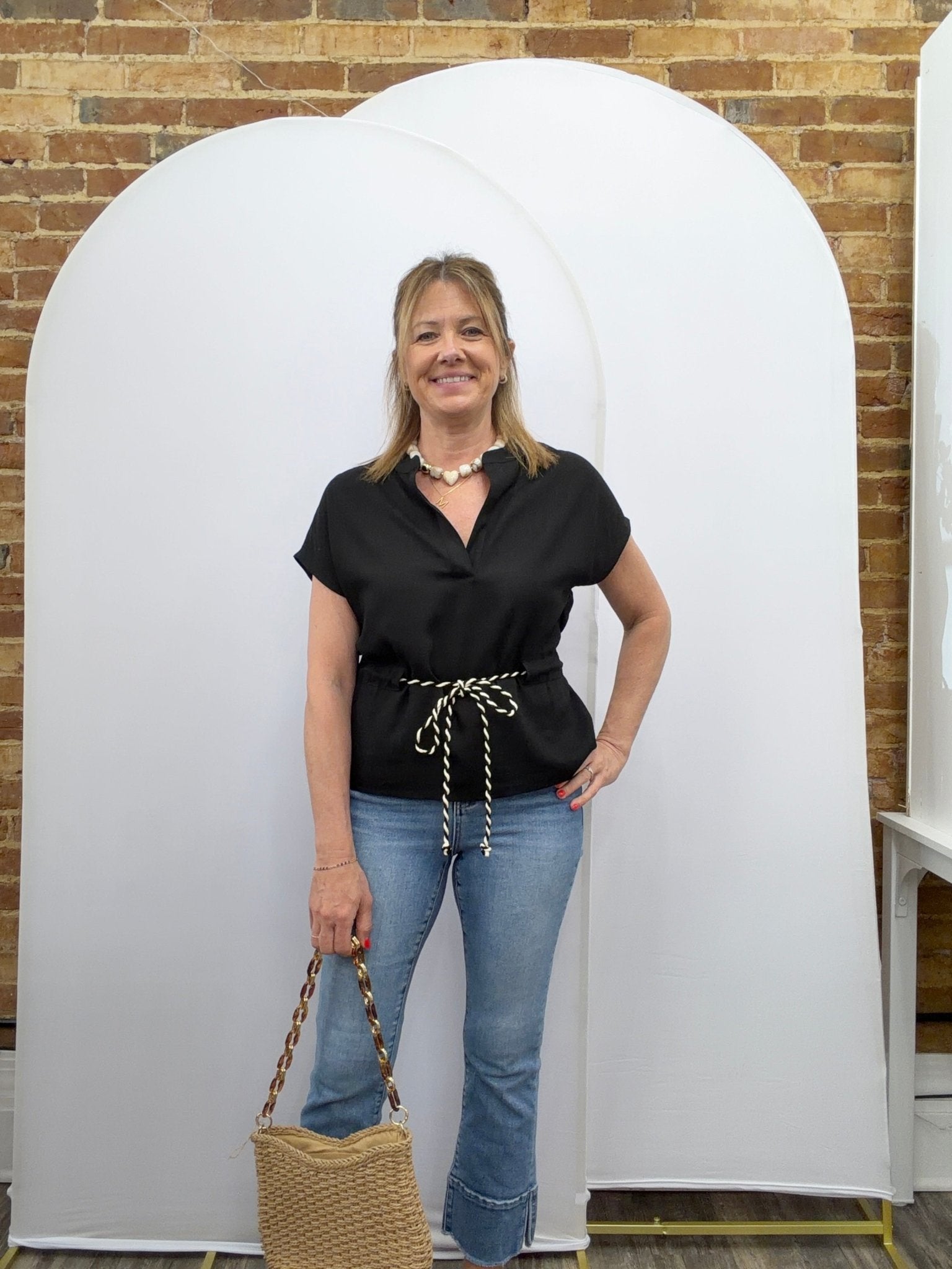 Linen Rope Tie Waist Blouse - The Cozy Nest