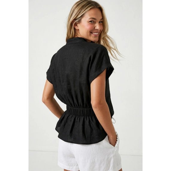 Linen Rope Tie Waist Blouse - The Cozy Nest