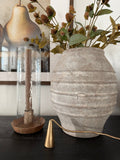 Mango Wood Taper Holder with Hammered Glass Hurricane - The Cozy Nest
