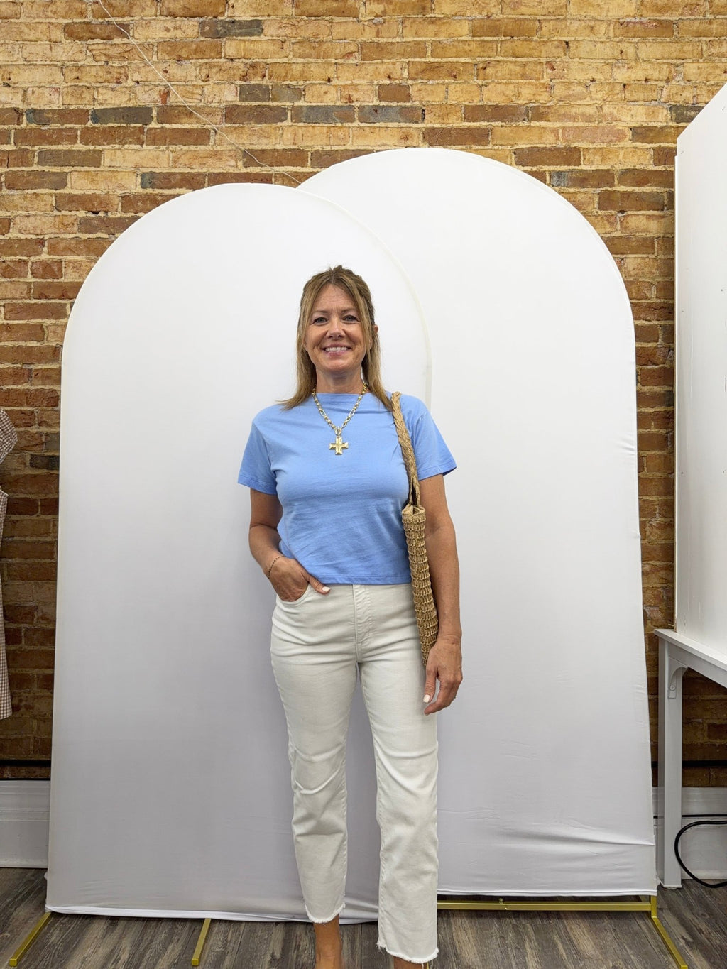 Mariner Blue Crew Neck Short Sleeve Cropped T-shirt - The Cozy Nest