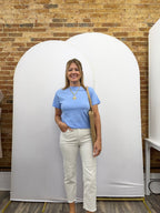 Mariner Blue Crew Neck Short Sleeve Cropped T-shirt - The Cozy Nest