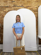 Mariner Blue Crew Neck Short Sleeve Cropped T-shirt - The Cozy Nest