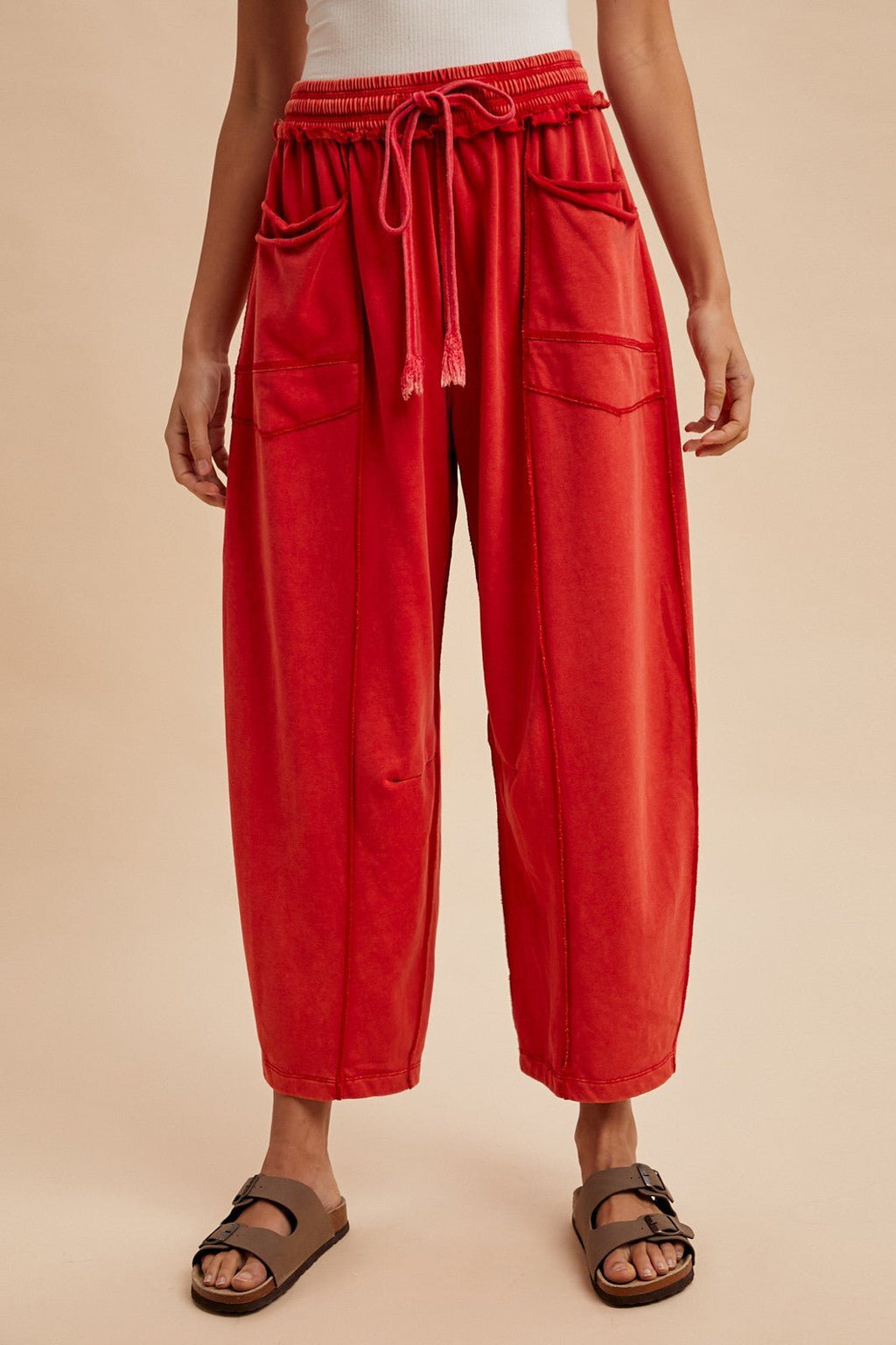 Mineral Wash Barrel Fit Utility Knit Pants - The Cozy Nest
