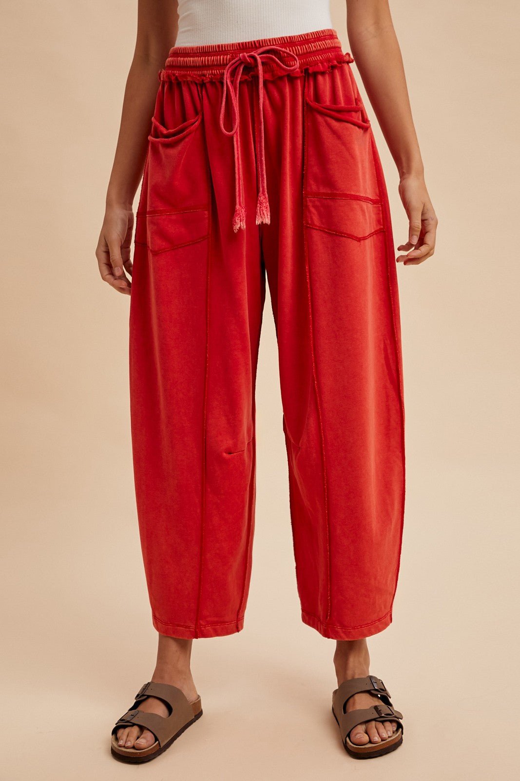 Mineral Wash Barrel Fit Utility Knit Pants - The Cozy Nest