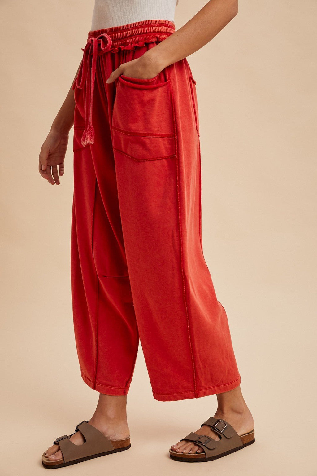 Mineral Wash Barrel Fit Utility Knit Pants - The Cozy Nest