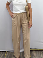 Mineral Wash Barrel Fit Utility Knit Pants-Oatmeal - The Cozy Nest