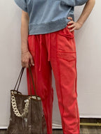 Mineral Wash Barrel Fit Utility Knit Pants - Red - The Cozy Nest