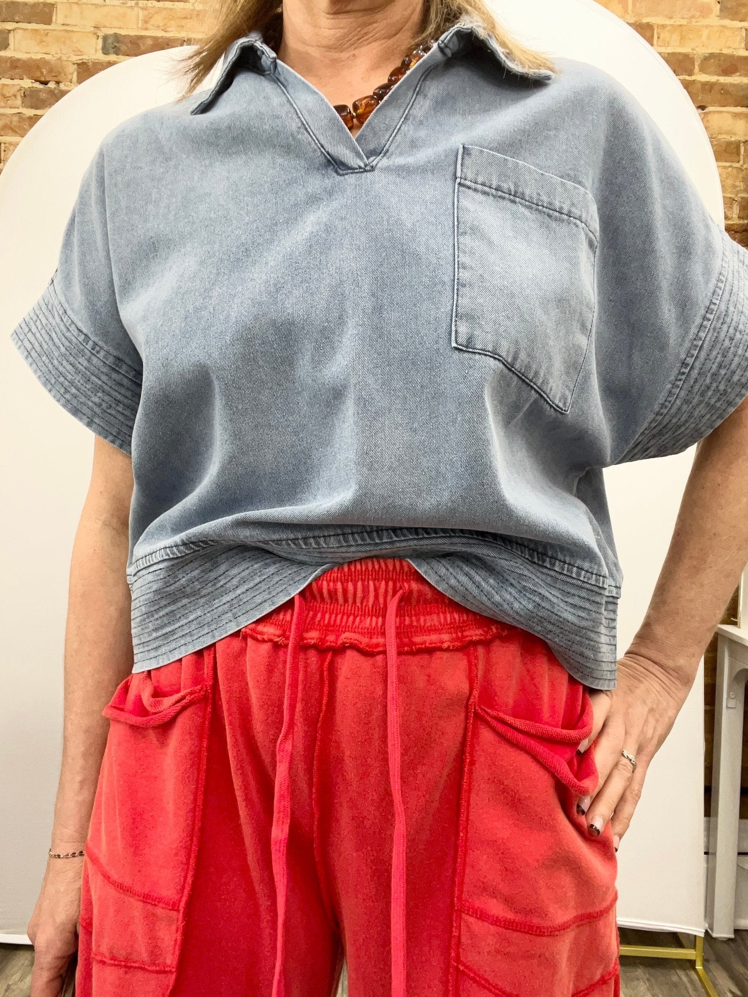 Mineral Wash Barrel Fit Utility Knit Pants - Red - The Cozy Nest