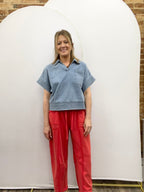Mineral Wash Barrel Fit Utility Knit Pants - Red - The Cozy Nest