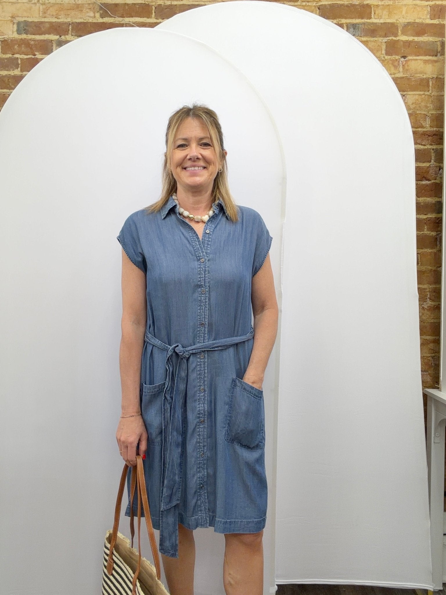 Mini Denim Button Up Dress with Pockets - The Cozy Nest