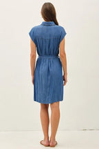 Mini Denim Button Up Dress with Pockets - The Cozy Nest