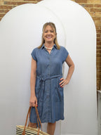 Mini Denim Button Up Dress with Pockets - The Cozy Nest