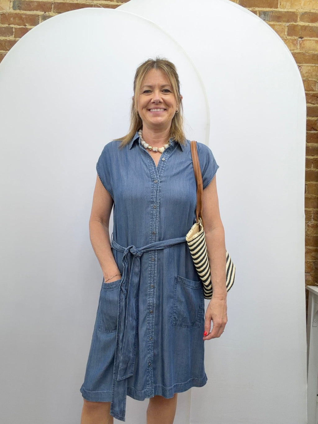 Mini Denim Button Up Dress with Pockets - The Cozy Nest