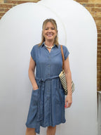 Mini Denim Button Up Dress with Pockets - The Cozy Nest