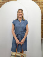 Mini Denim Button Up Dress with Pockets - The Cozy Nest