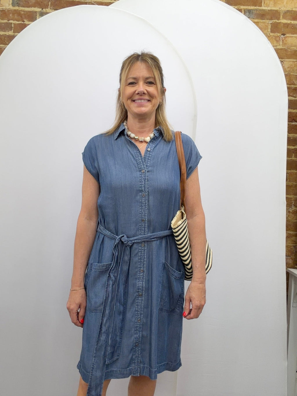 Mini Denim Button Up Dress with Pockets - The Cozy Nest