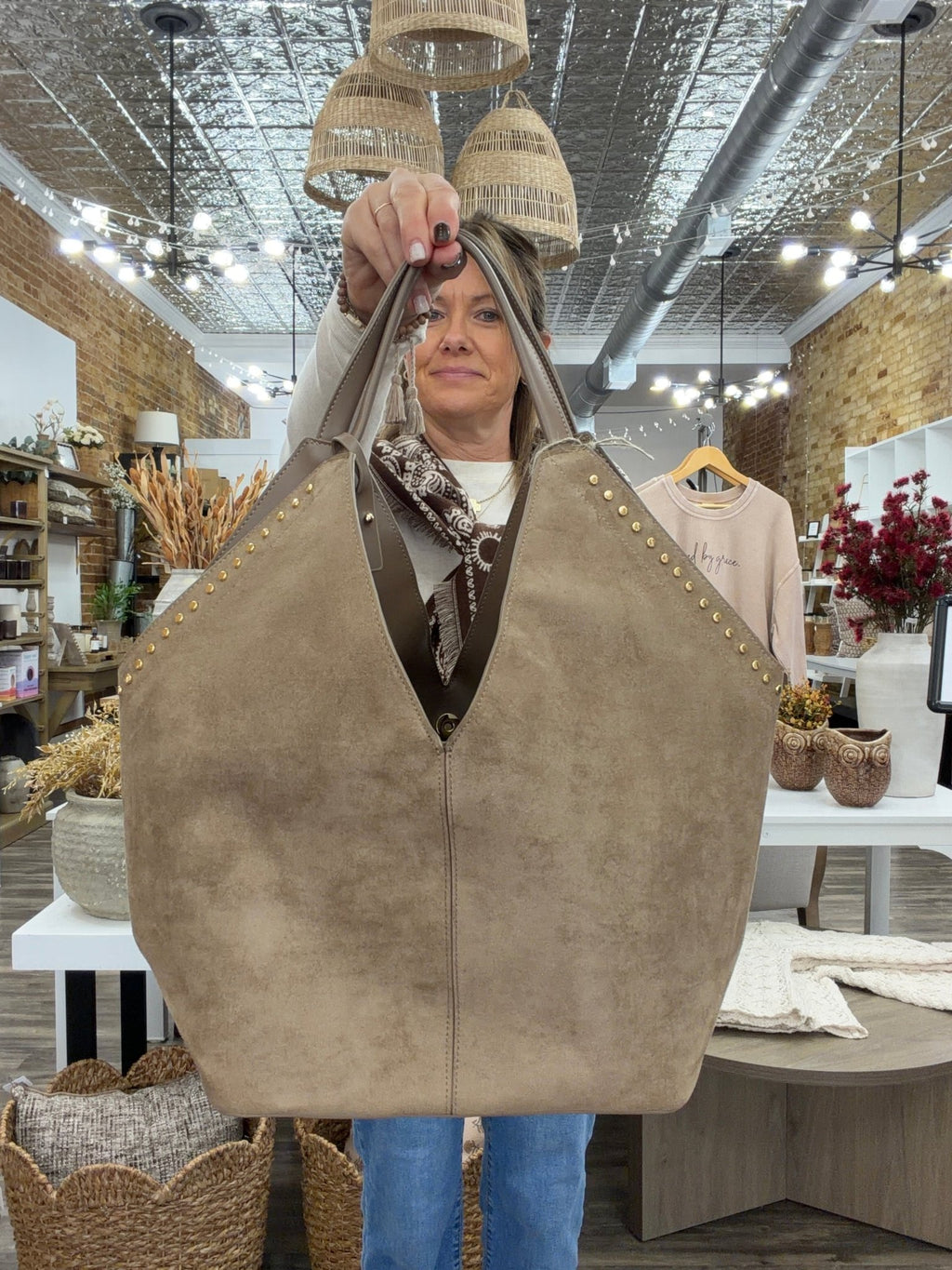 Miranda Tote Taupe - The Cozy Nest