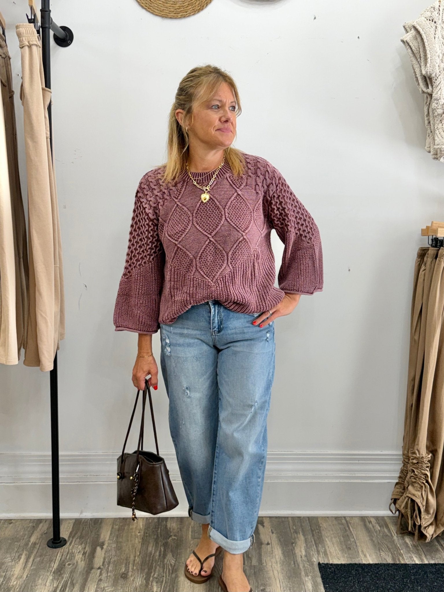 Mulberry Lattice Sweater - The Cozy Nest