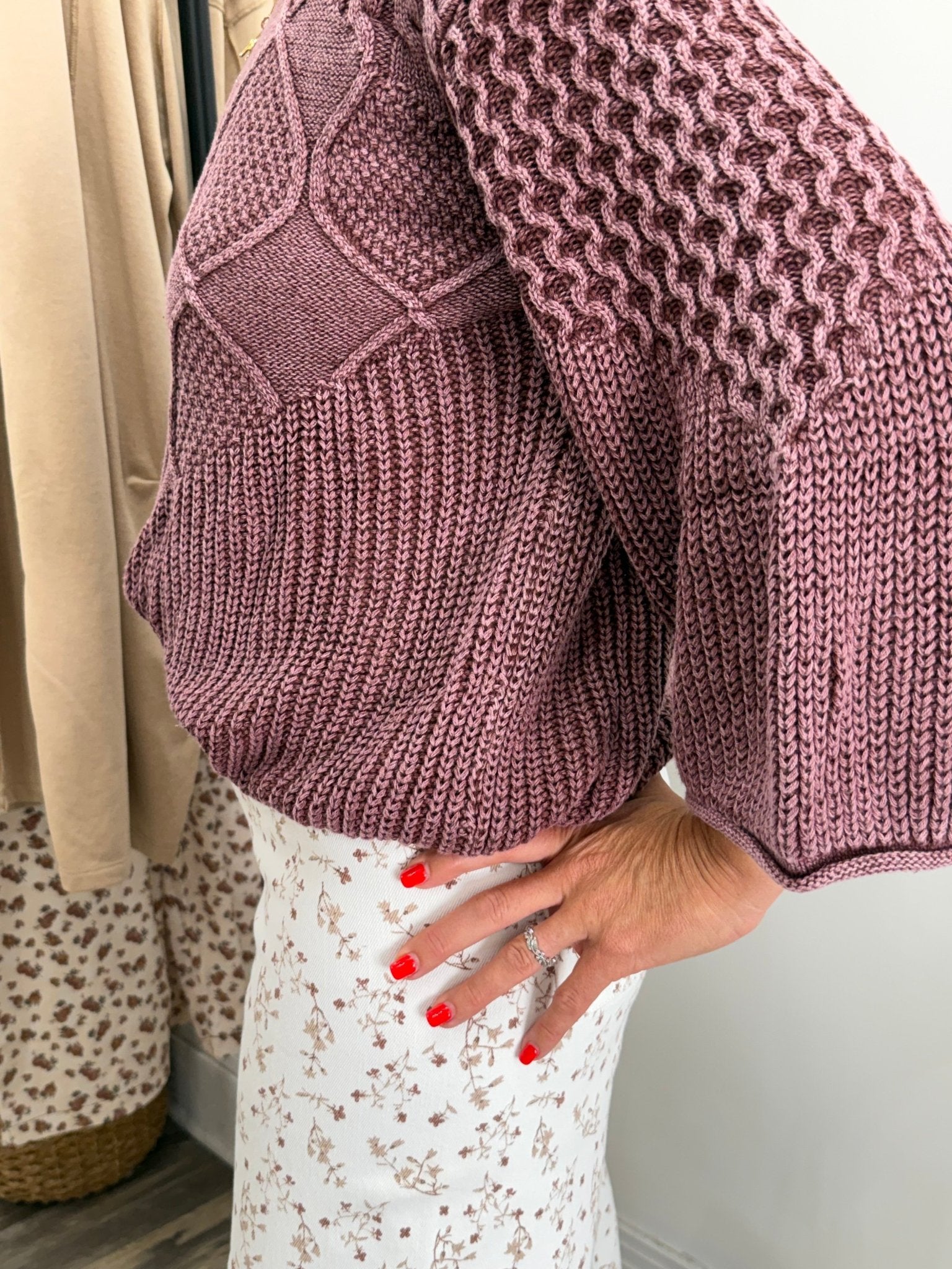 Mulberry Lattice Sweater - The Cozy Nest