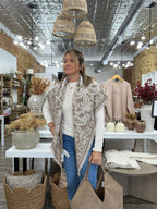 Ornate Paisley Triangular scarf-Beige - The Cozy Nest