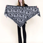 Ornate Paisley Triangular scarf-Black - The Cozy Nest