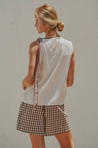 Paisley Scarf Tie Shoulder Linen Blend Top - The Cozy Nest